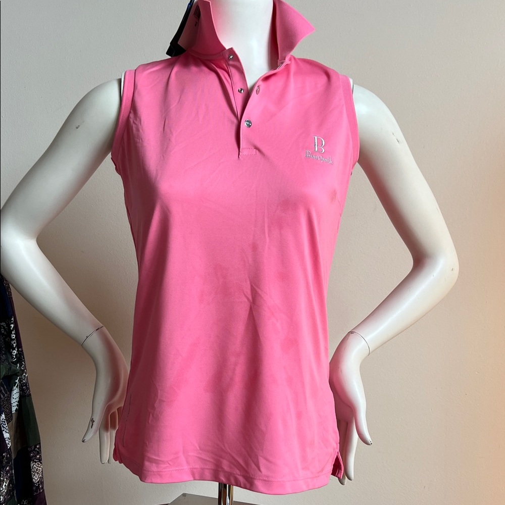 Ralph Lauren Vibrant Pink Muscle Tee with bear path logo embroidered on